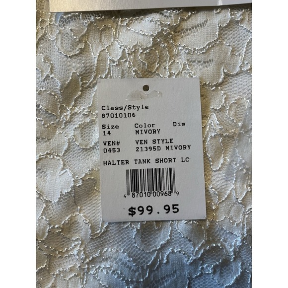 David's Bridal Babydoll Halter White Sequin Dress Sz 14 Lace Dainty Wedding Prom - Picture 16 of 16